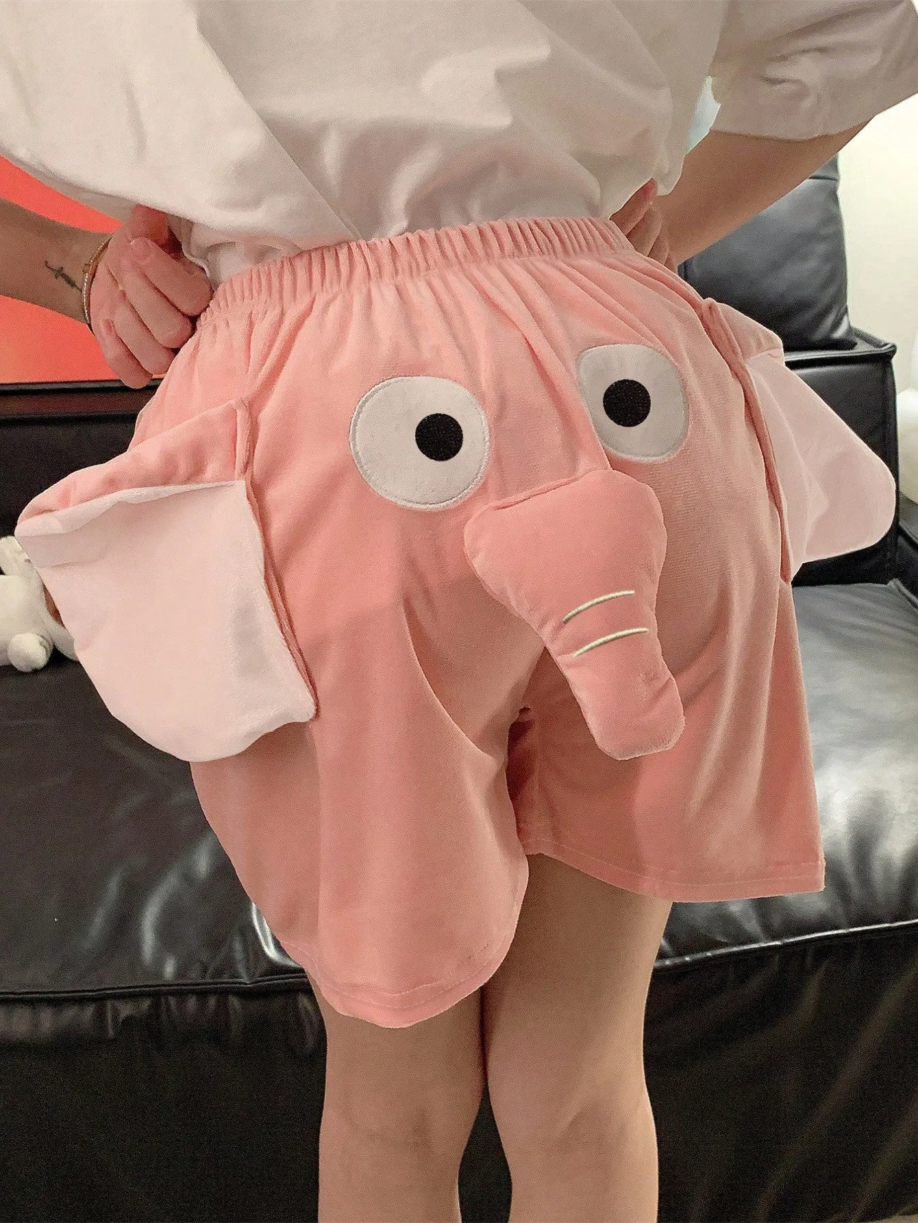 1 Pieza 3d Elefante Lindo Unisex, Pantalones Cortos/largos Holgados Para Dormir Informal Para Primavera, Otono E Invierno