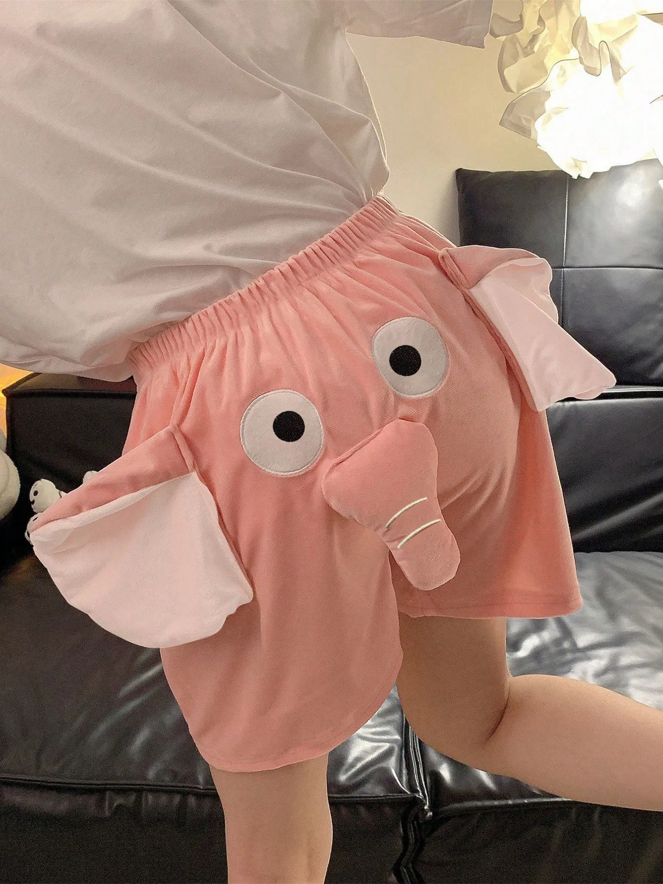 1 Pieza 3d Elefante Lindo Unisex, Pantalones Cortos/largos Holgados Para Dormir Informal Para Primavera, Otono E Invierno