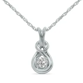 1/10 Carat Tw Lab Grown Round Diamond Love Knot Solitaire Pendant In .925 Sterling Silver (F-G Color, Vs1-Vs2 Clarity)