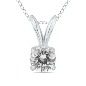 1/2 Carat Diamond Solitaire Pendant In 14K White Gold (L-M Color, I2-I3 Clarity)