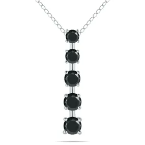 1/4 Carat Tw Black Diamond Journey Pendant In 14K White Gold