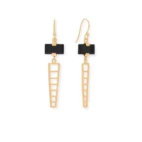 14 Karat Gold Plated Black Onyx Earrings-M H W ACCESSORIES