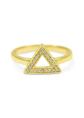 14k Gold Plated Delta Triangle Ring with CZs