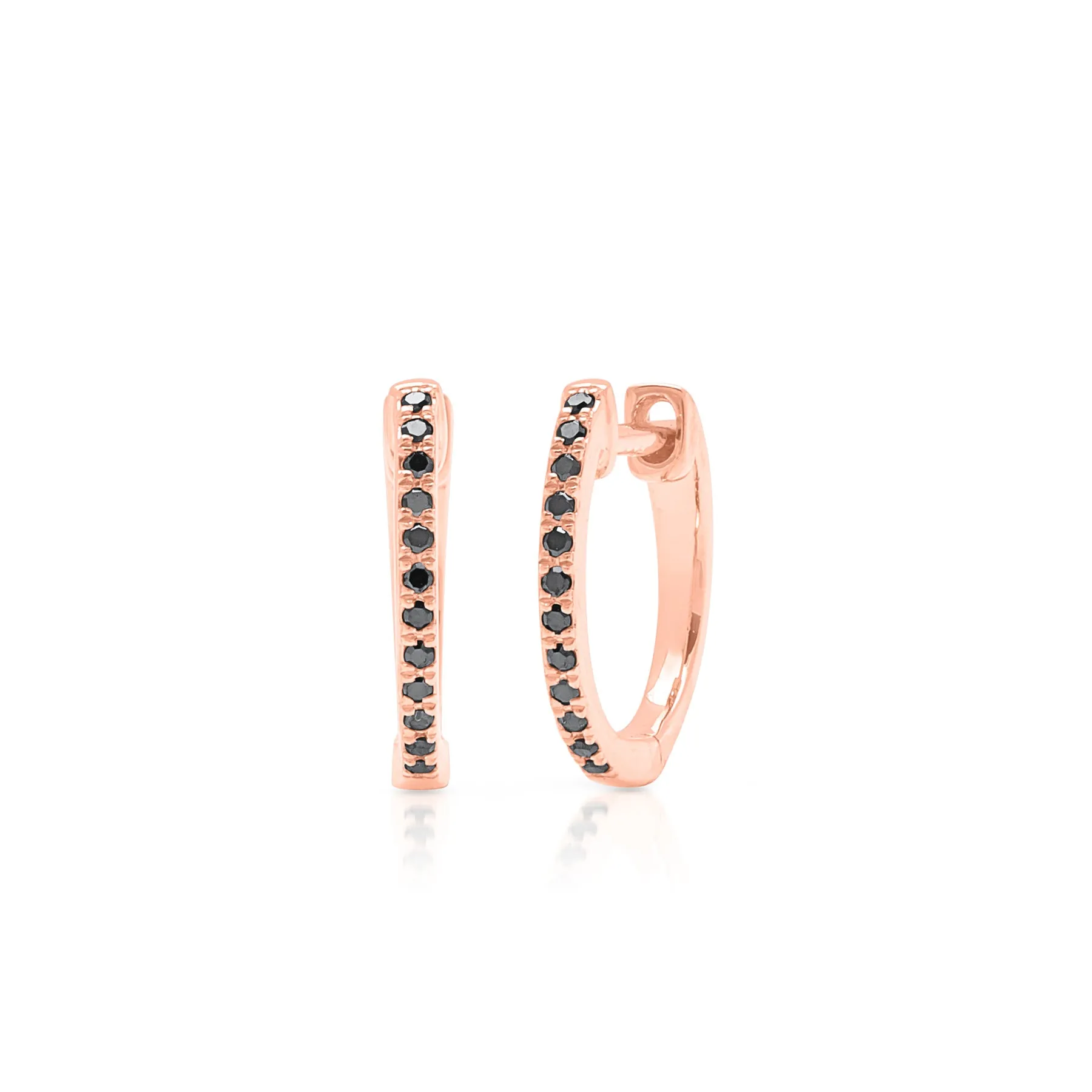 14KT Rose Gold Black Diamond Zoe Huggie Earrings