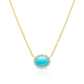 14KT Yellow Gold Turquoise Pearl Diamond Necklace