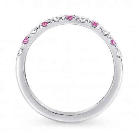 18CT White Gold Pink Sapphire & White Diamond Wedding Band