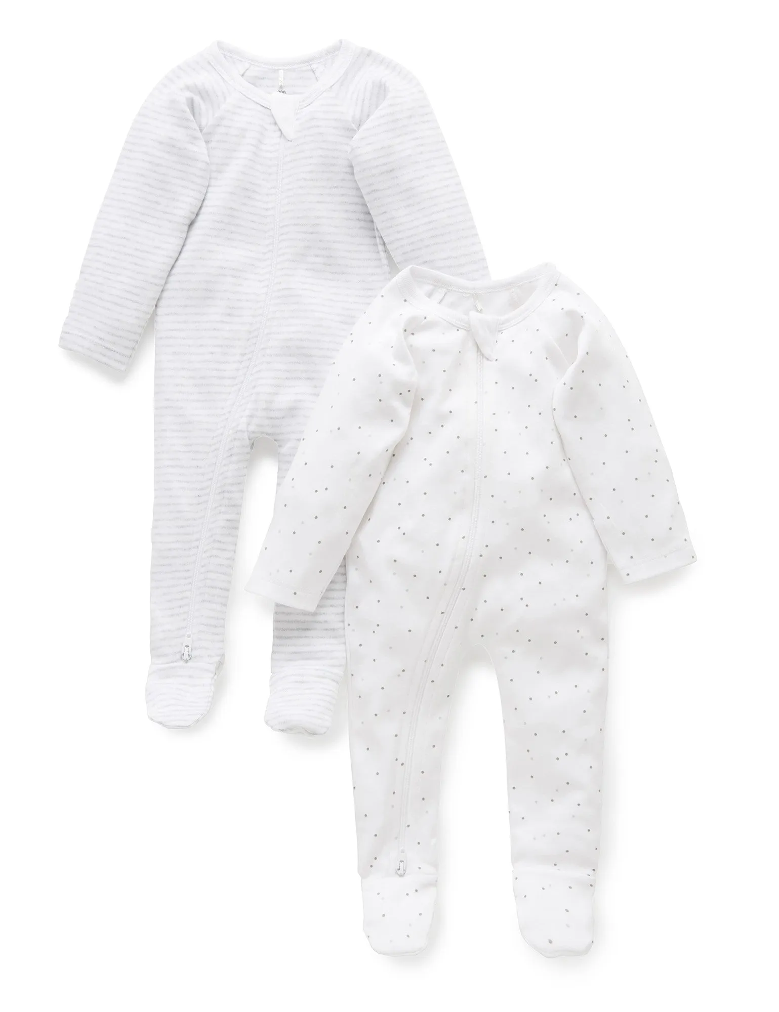 2 Pack Zip Growsuit - Pale Grey