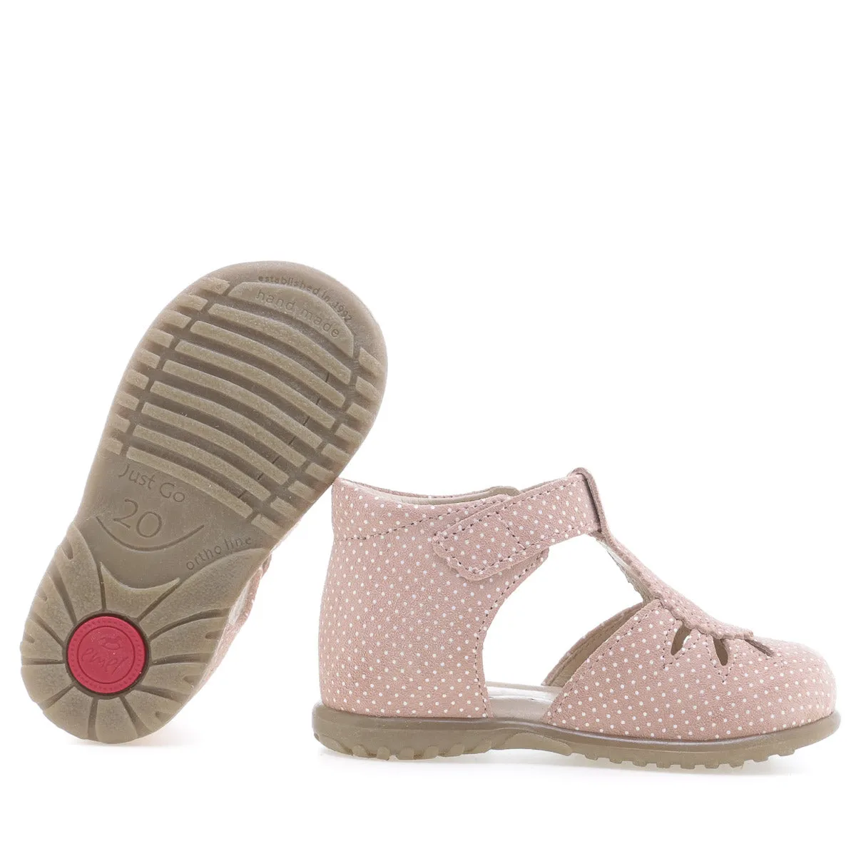 (2436A-10) Emel pink polka dot closed sandal