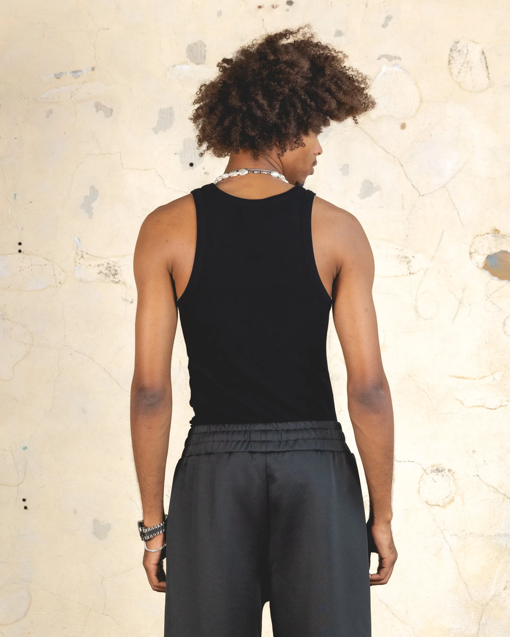 404 Ribbed Singlet Black