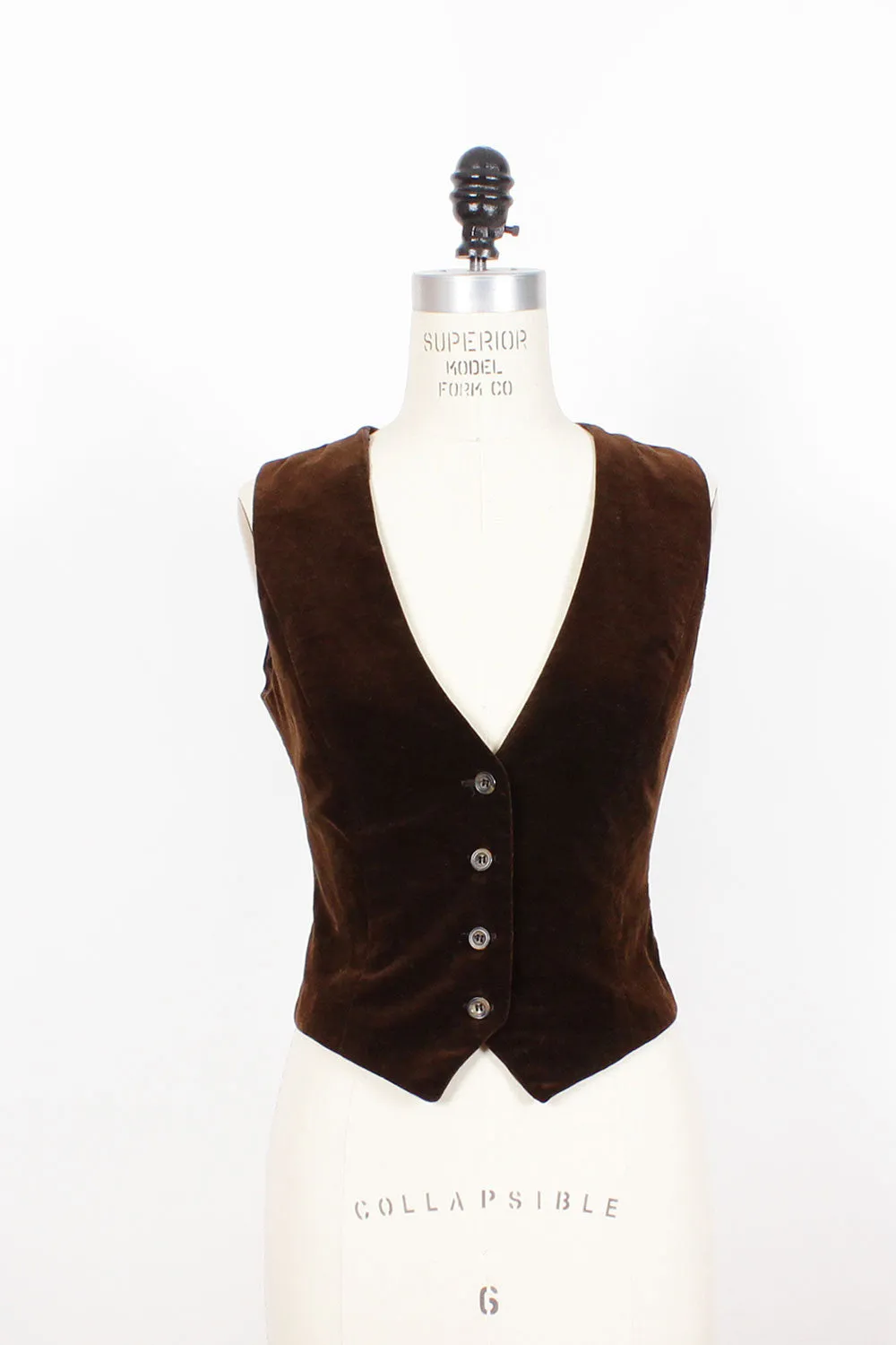 70s Velvet Vest S