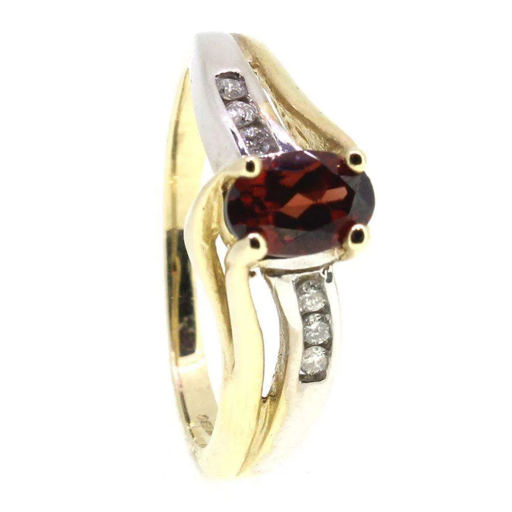 9 Carat yellow Gold Diamond and Garnet Dress Ring