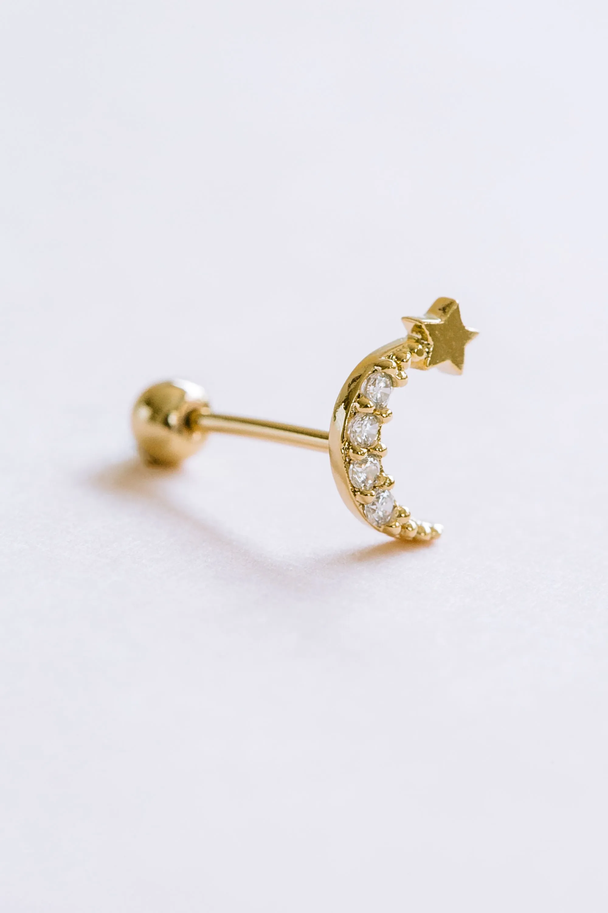 925 Cz Half Sun Full Blue Crescent Sailor Luna Moonstar Barbell Piercing