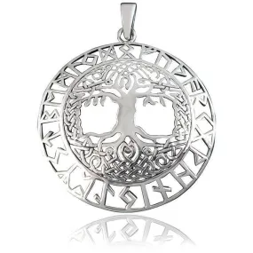 925 Sterling Silver Tree of Life / Yggdrasil Open Cut Pendant