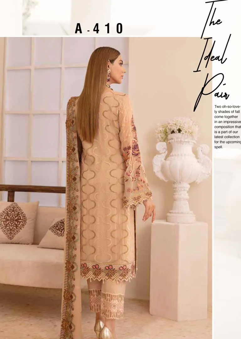 A-410-R - Readymade - Ramsha Chevron Chiffon Suit