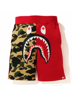 A Bathing Ape Color Camo Shark Sweat Shorts Red/Camo