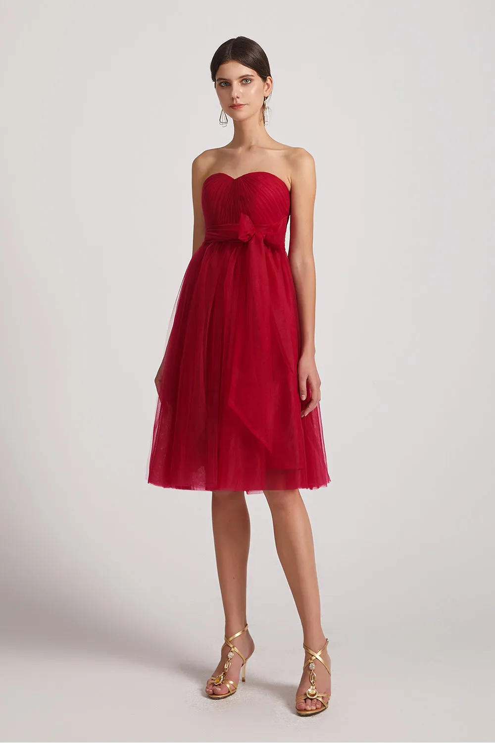 A-Line Tulle Convertible Short Bridesmaid Dresses (AF0183)