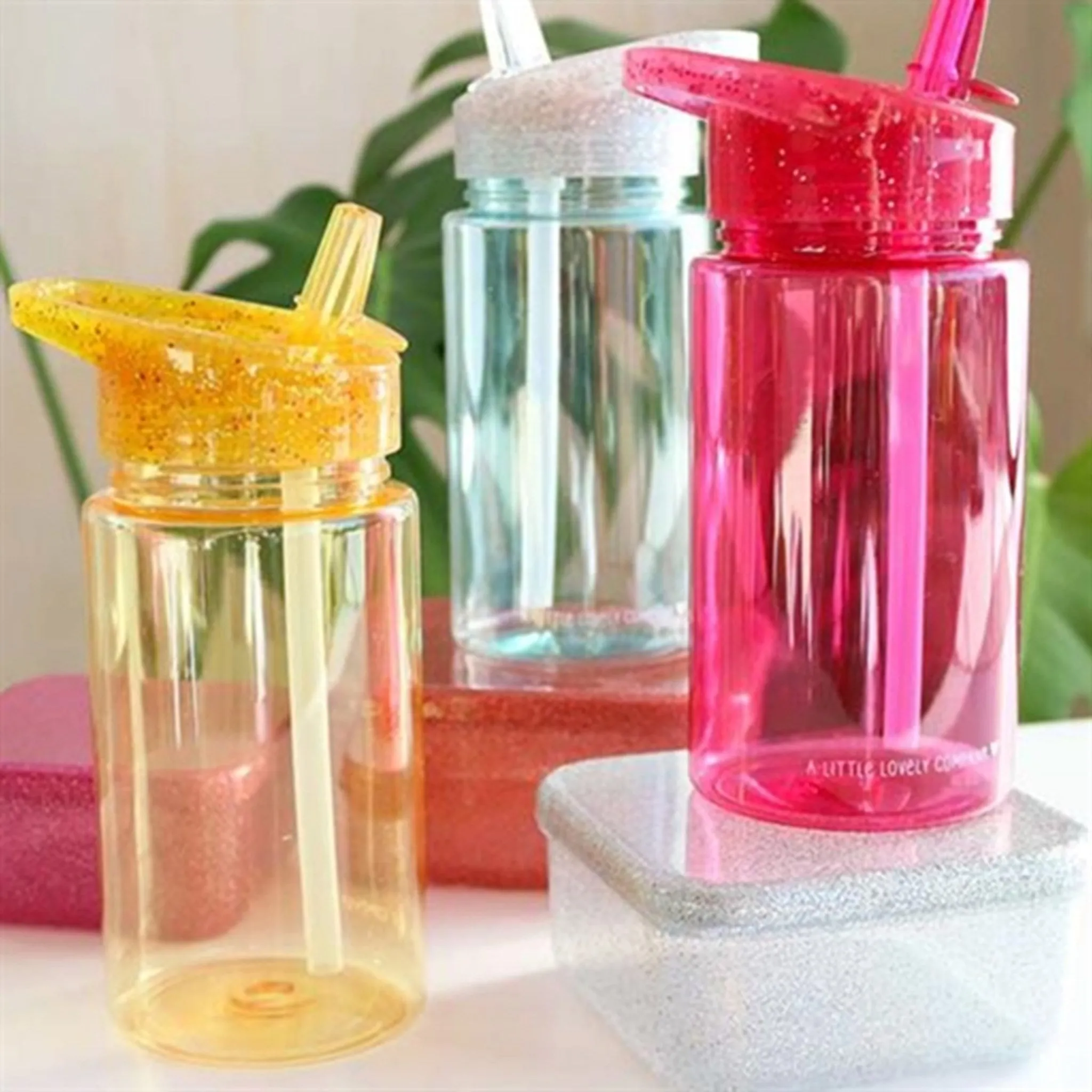 A Little Lovely Company Drink Bottle Glitter Gold