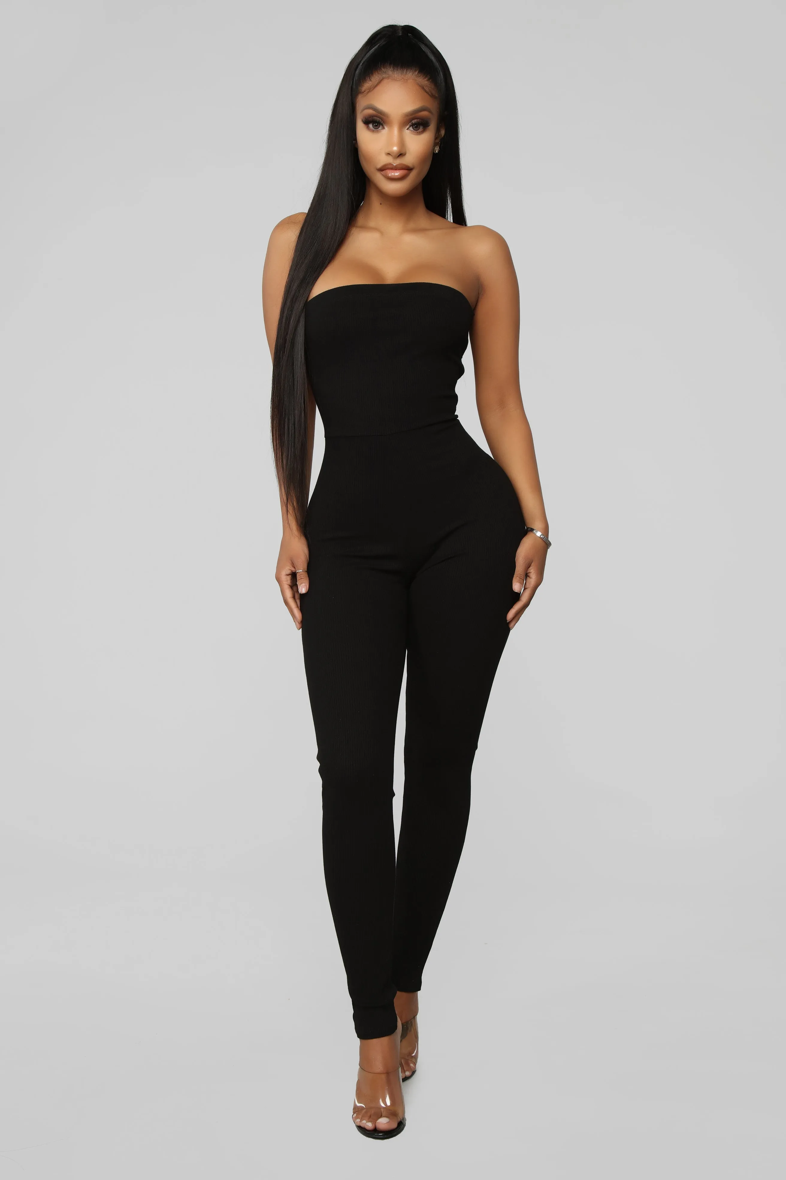 A Little Surprise Lace Up Jumpsuit - Black