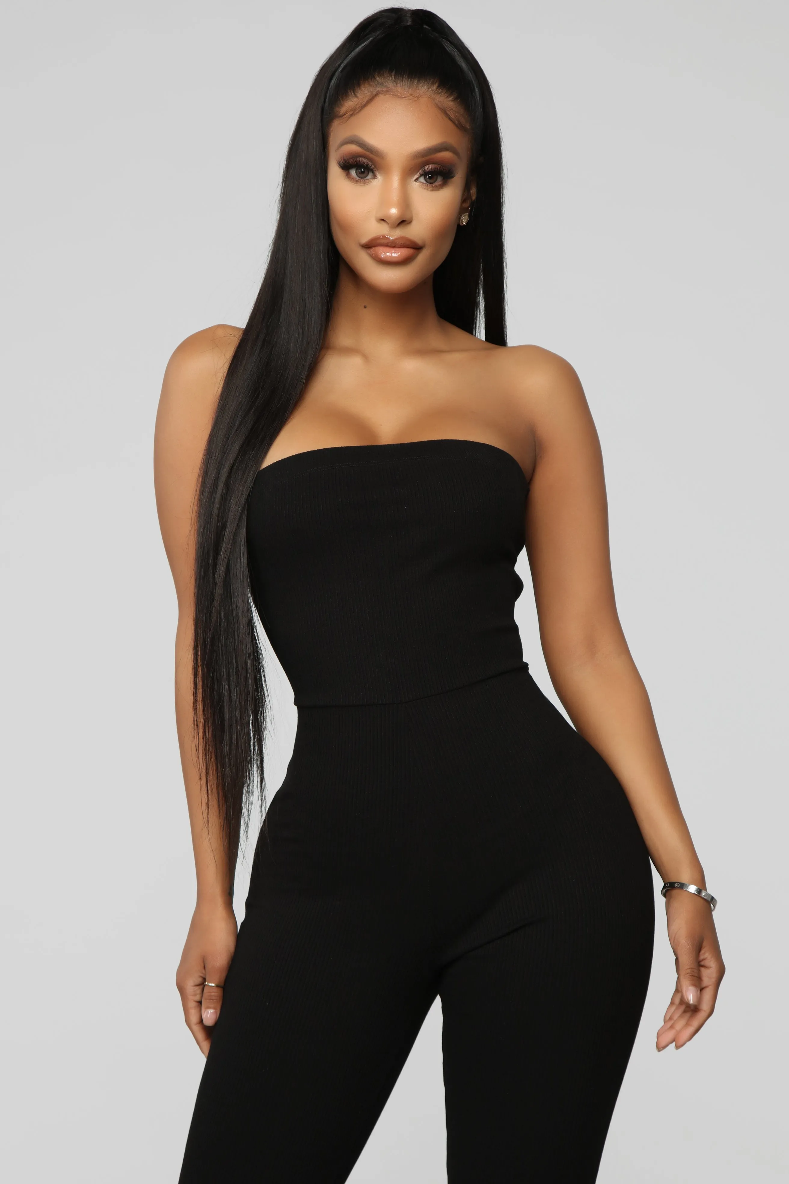 A Little Surprise Lace Up Jumpsuit - Black