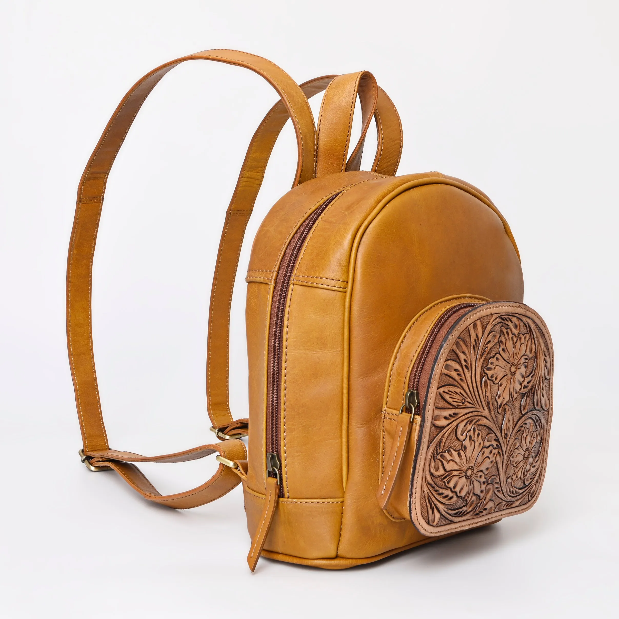 A&A-1048 Montana West Genuine Leather Collection Genuine Oily Calf Mini Backpack - Brown