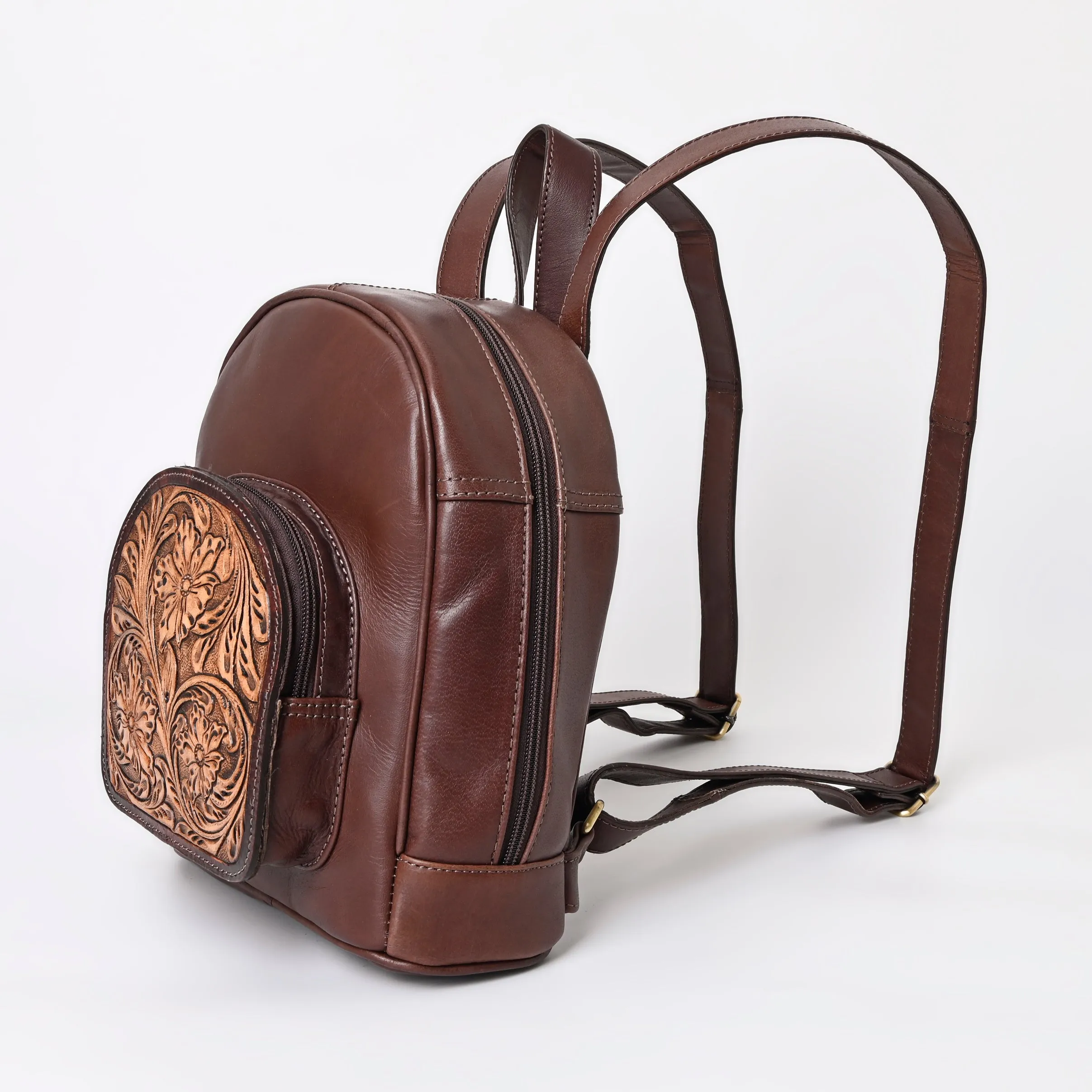 A&A-1048 Montana West Genuine Leather Collection Genuine Oily Calf Mini Backpack - Brown