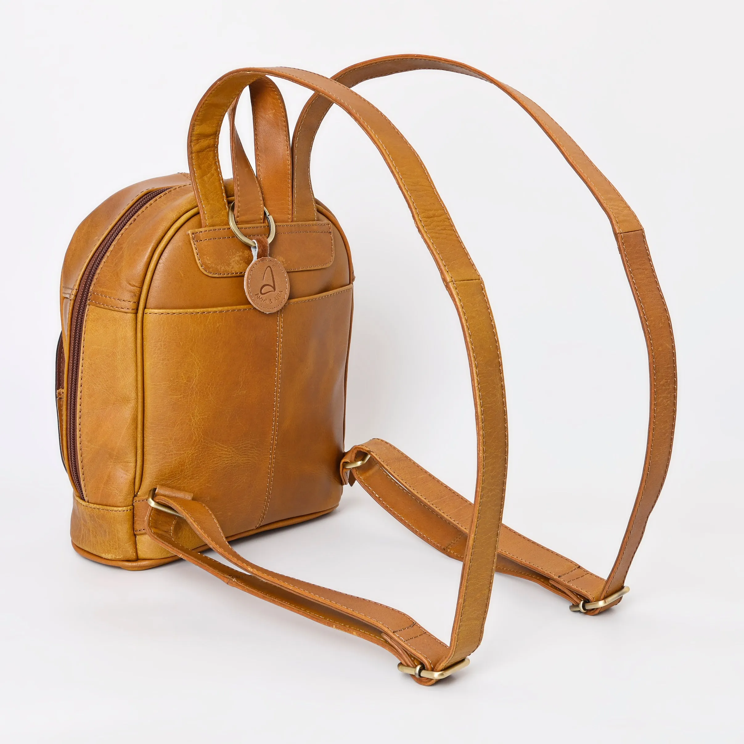 A&A-1048 Montana West Genuine Leather Collection Genuine Oily Calf Mini Backpack - Brown