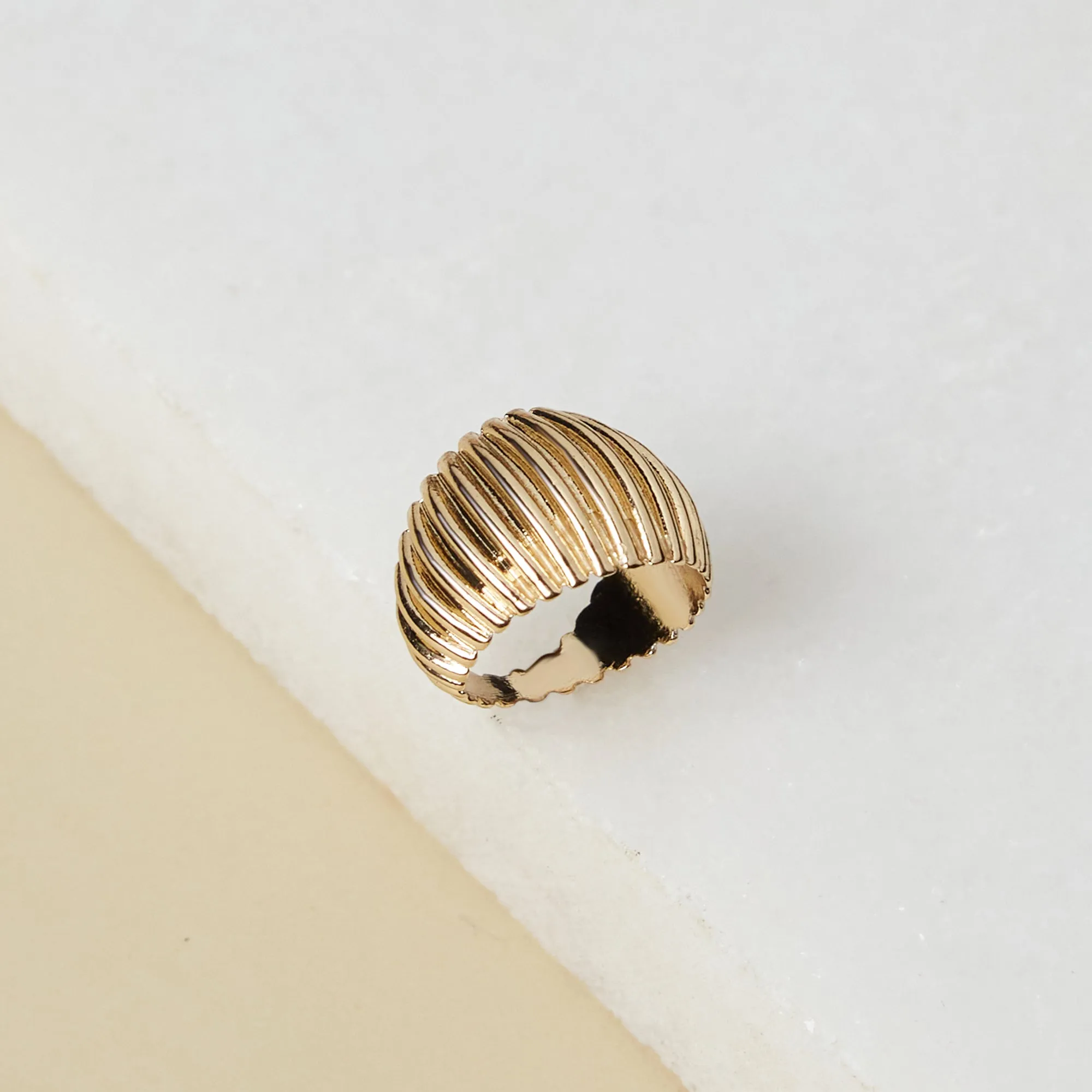 Accessorize London Women's Gold Chunky Ridged Ring-Large