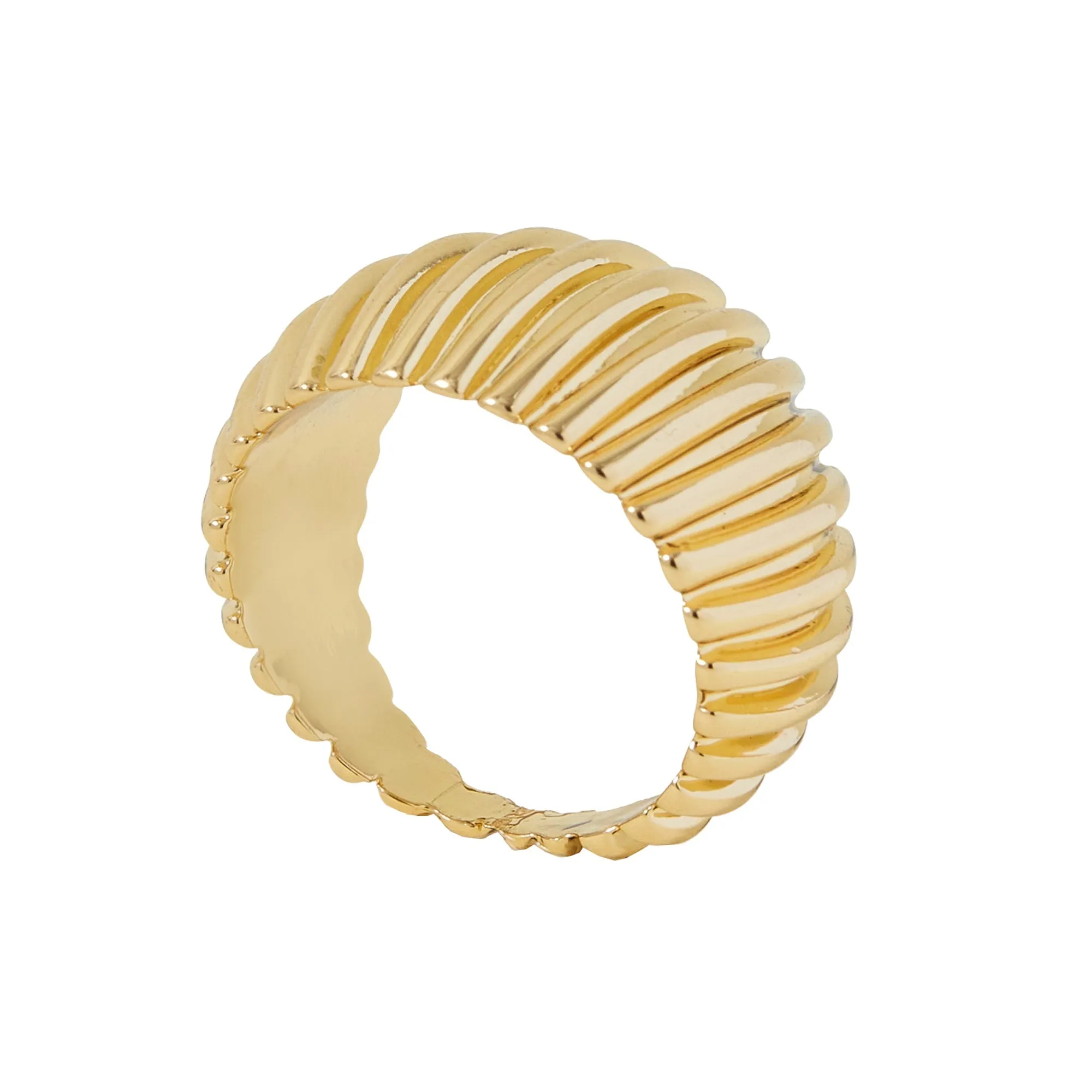 Accessorize London Women's Gold Chunky Ridged Ring-Large