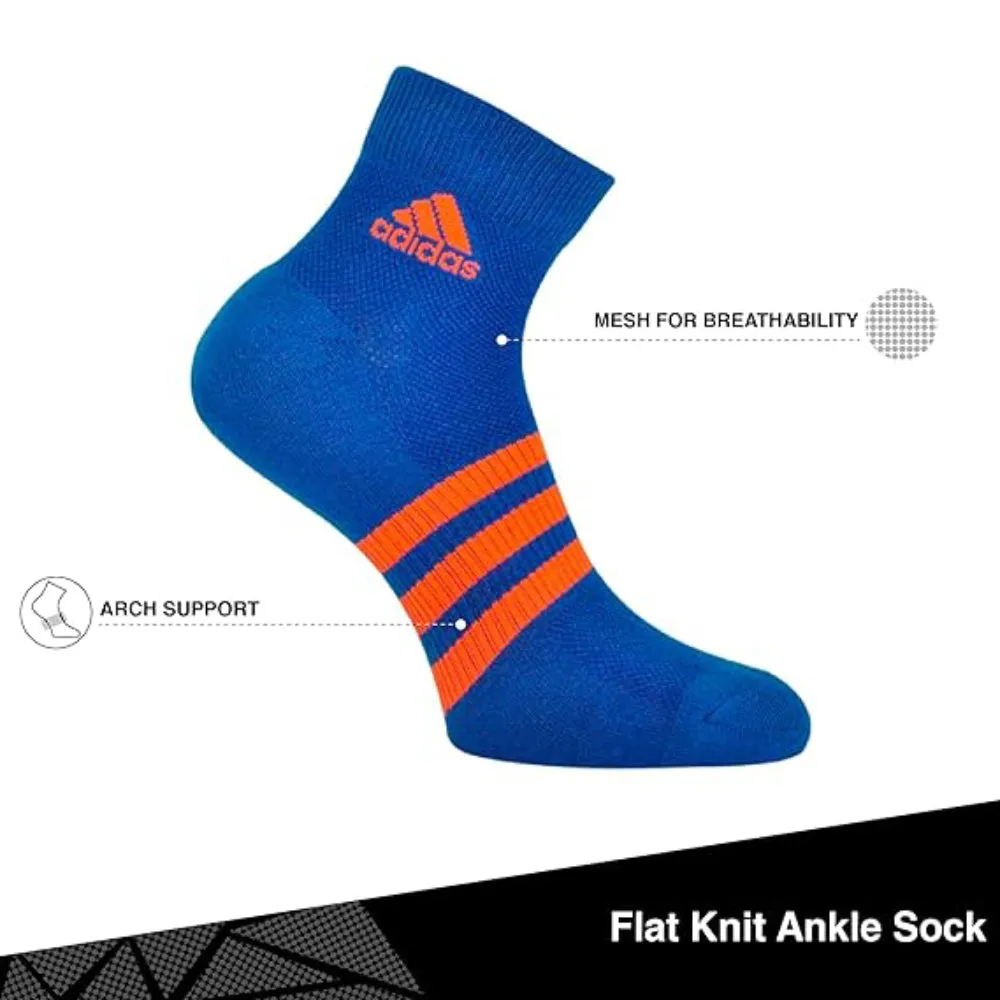 Adidas Men's Half Cushion Ankle Socks (Royal Solar Red/White/Black Solar Yellow)