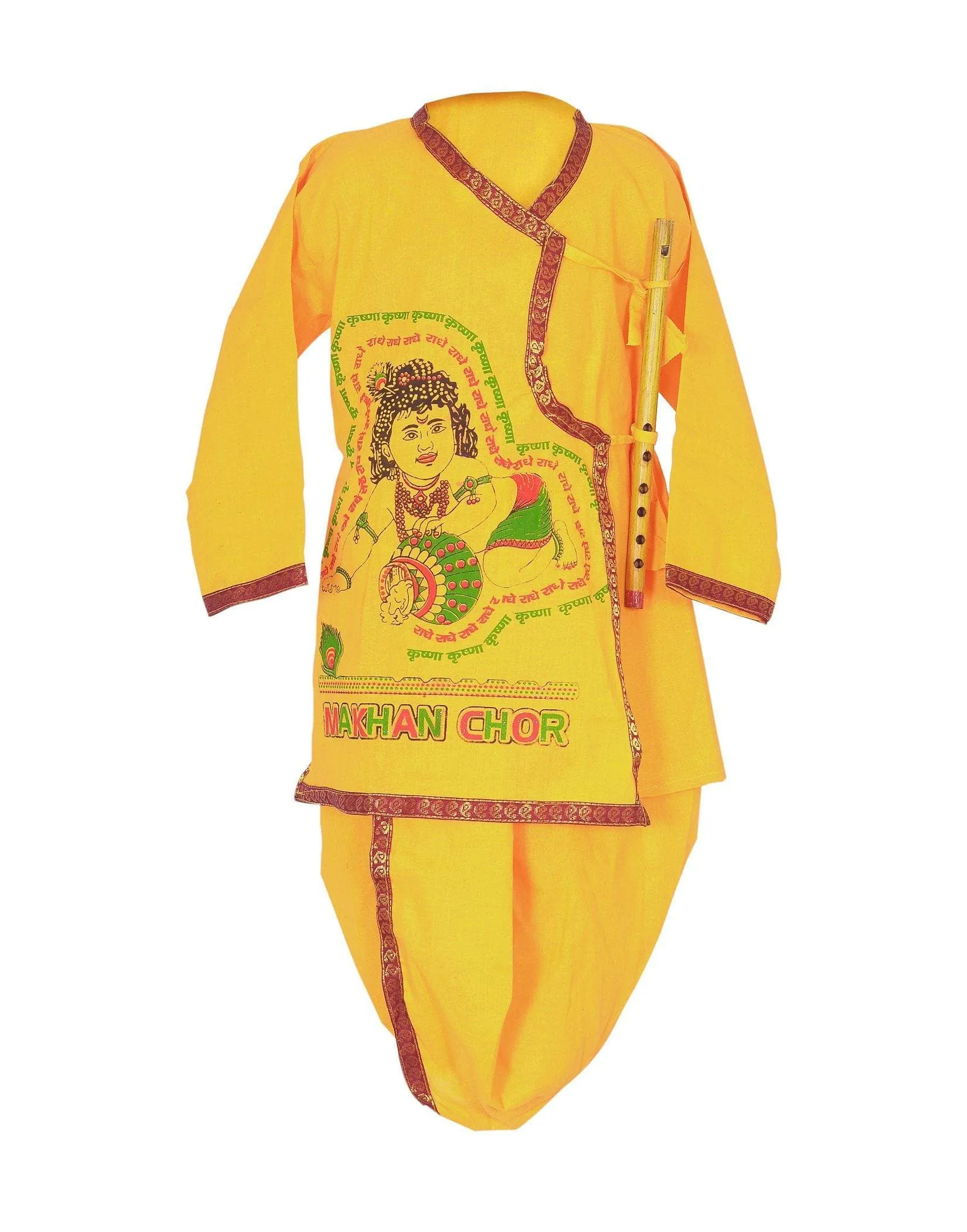 Ahhaaaa Kids Ethnic Yellow Krishna Dress Dhoti and Kurta For Kids Boys