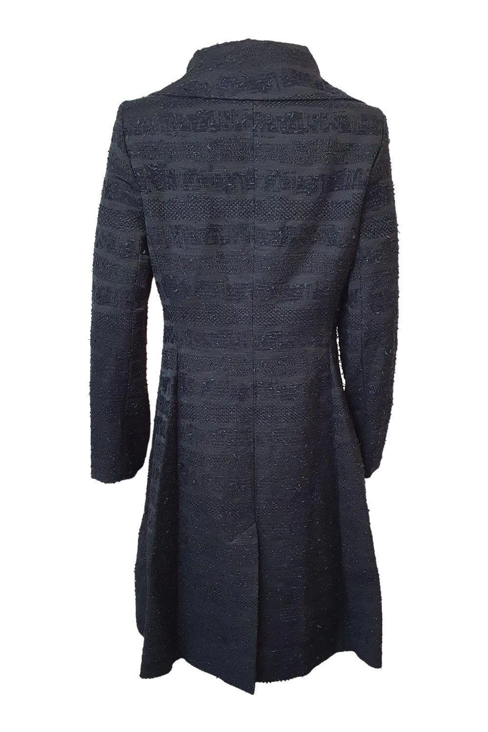 AIDEEN BODKIN Black Rosa Cotton Blend Waffle Long Coat (UK 8)