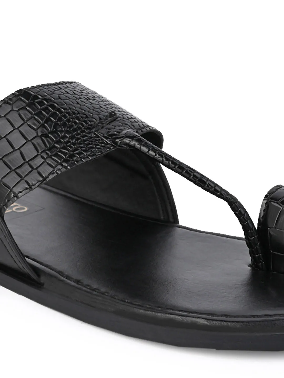 Alberto Torresi Men Black Patent Office/Daily Wear Slippers