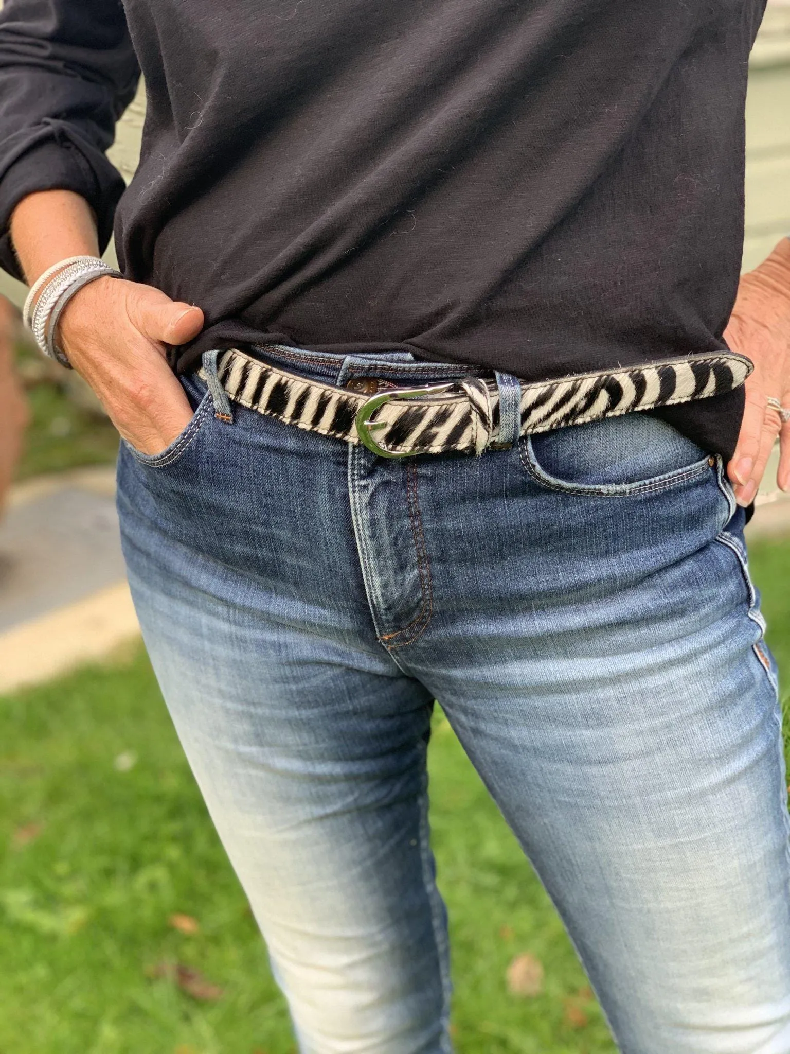 Animal Print Leather Belt - Zebra