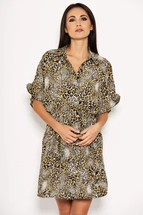 Animal Print Shirt Dress