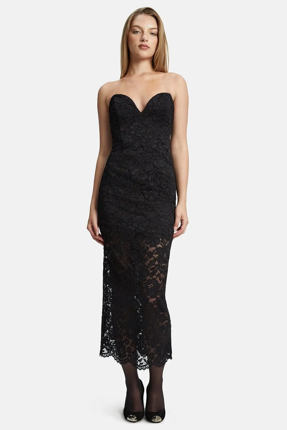 Artemis Midi Lace Dress - Black