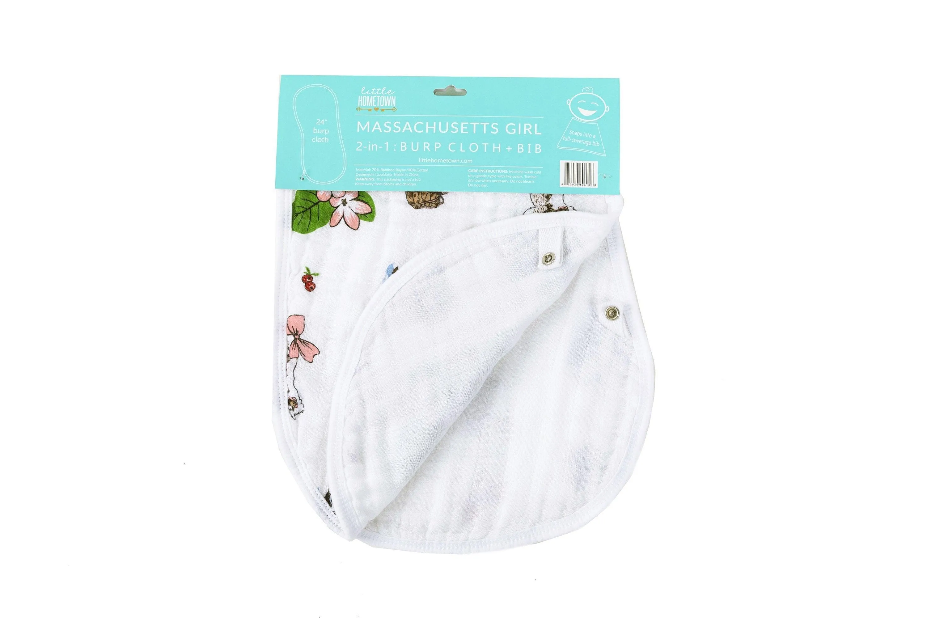 Baby Burp Cloth & Bib Combo: Massachusetts (Floral)