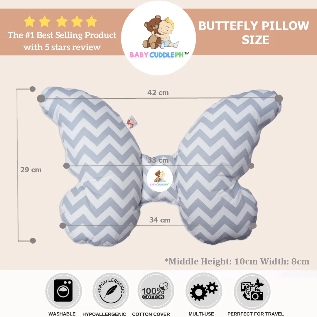 Babycuddle Butterfly Pillow - Anchor Stripes in White