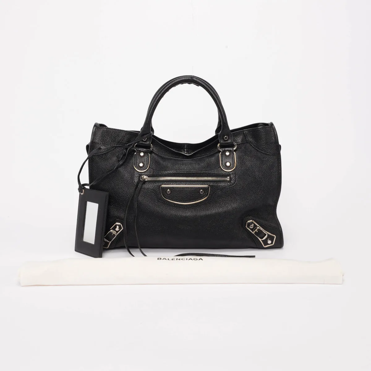 Balenciaga Black Goatskin Metallic Edge City Bag