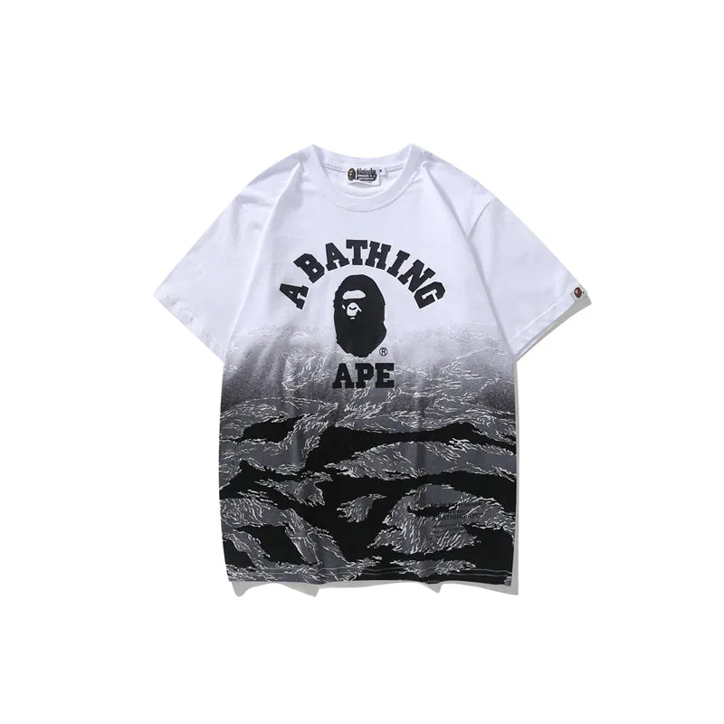 BAPE A Bathing Ape Tiger Camo Gradation College Tee (Grey)