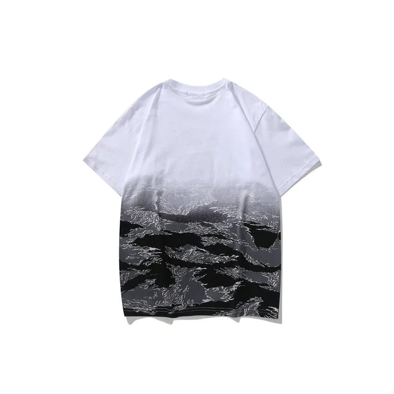 BAPE A Bathing Ape Tiger Camo Gradation College Tee (Grey)