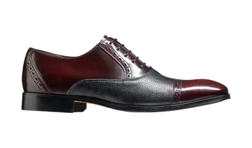 Barker Ramsgate Toe-Cap Oxford Shoe - Burgundy High-Shine/Black