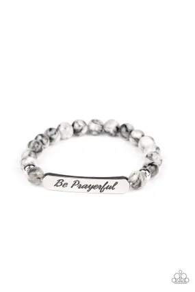 Be Prayerful Black and White Stone Inspirational Stretch Bracelet - Paparazzi Accessories