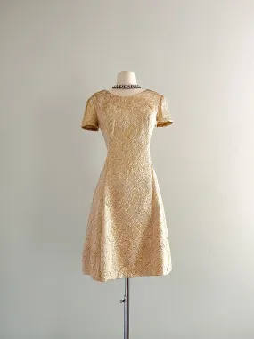 Beautiful 1960's Gold Brocade Dress/ Sz M