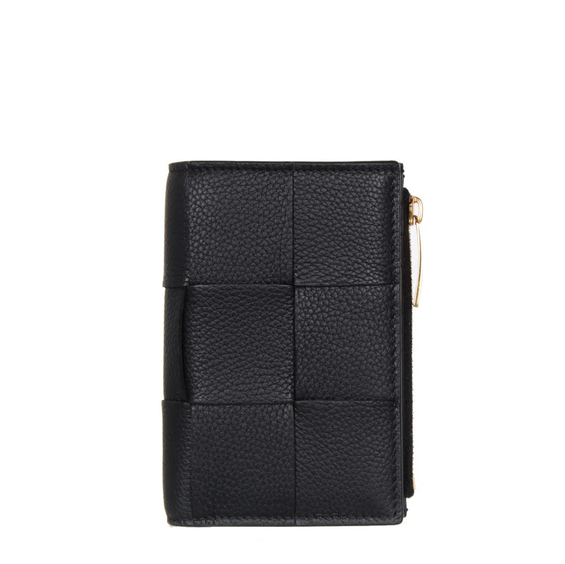 Bi-Fold Zip Wallet Intrecciato 19, Black (G)