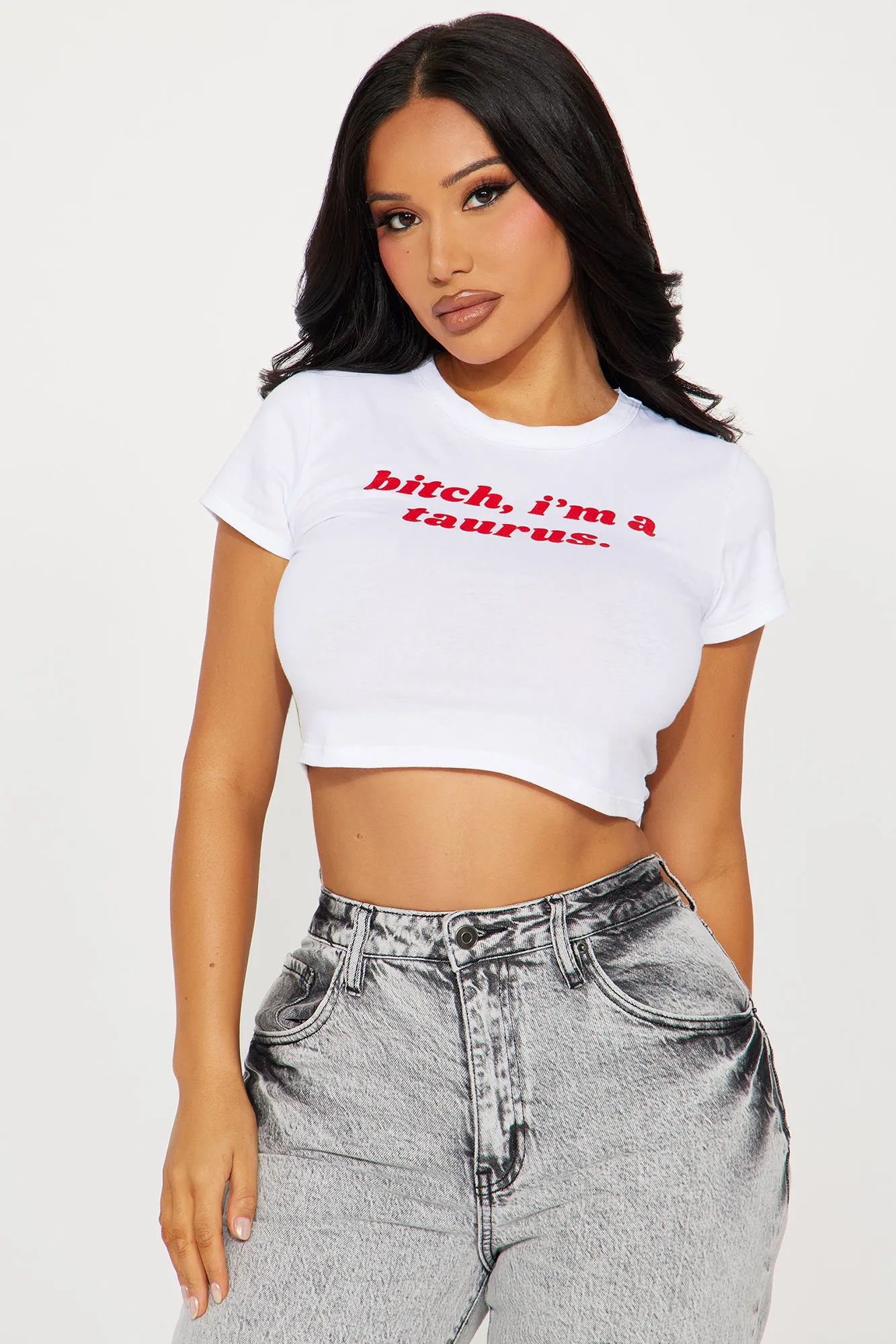 Bitch I'm A Taurus Fitted Tee - White