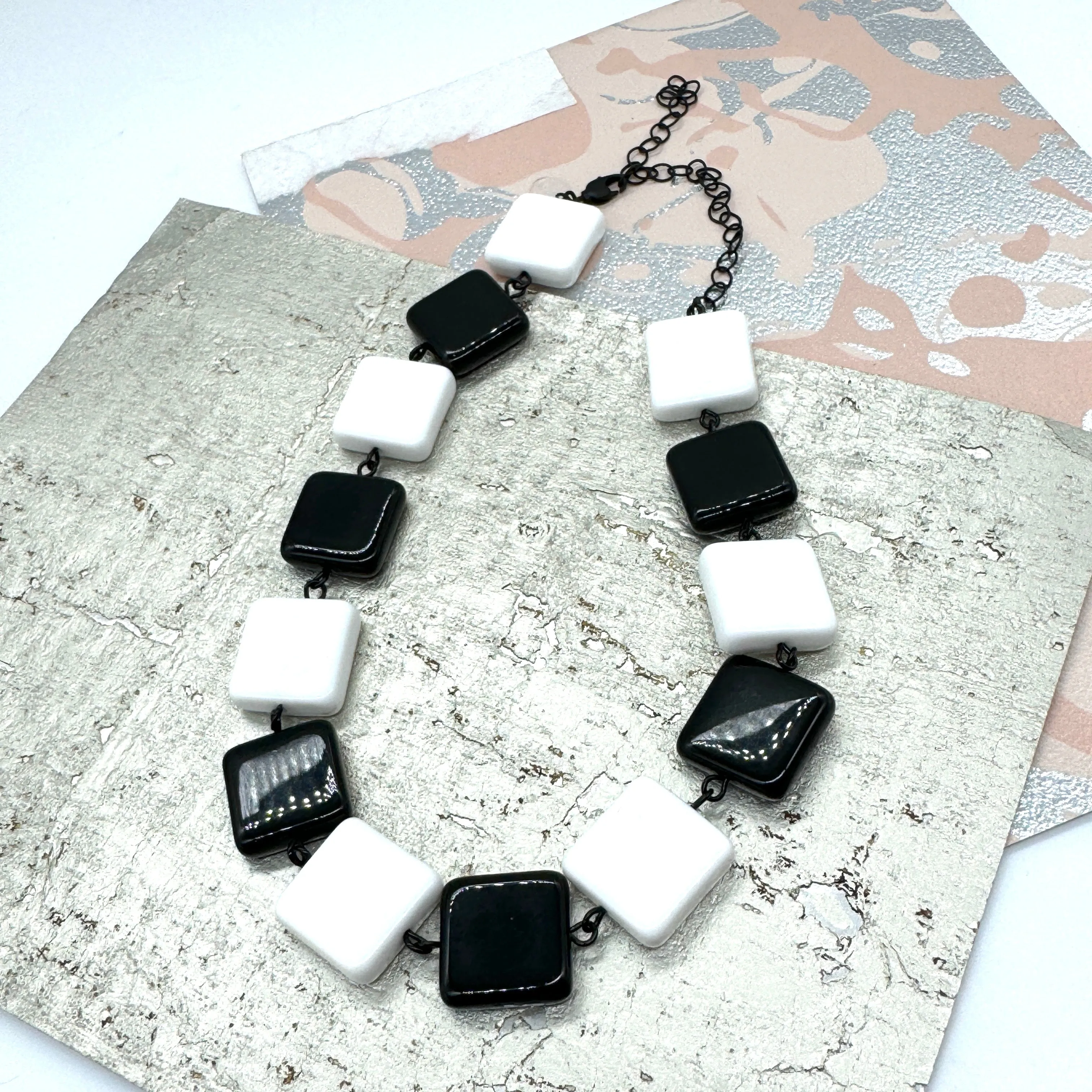 Black & White Geometric Amelia Necklace