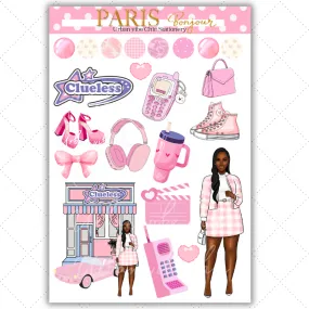 Black Girl Stickers - Pink Paris Classy Full Sheet 1