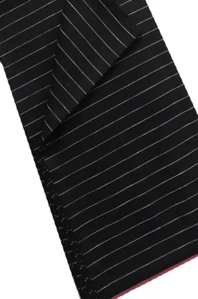 Black Pure Linen Stripes Design Fabric ( 1 Mtr )