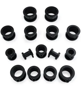 Black PVD Jump Ring Stainless Steel Screw Back Tunnel Plugs