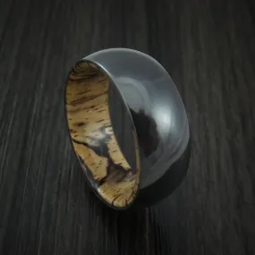 Black Titanium and Spalted Tamarind Wood Hard Wood Sleeve Men's Ring Custom Made